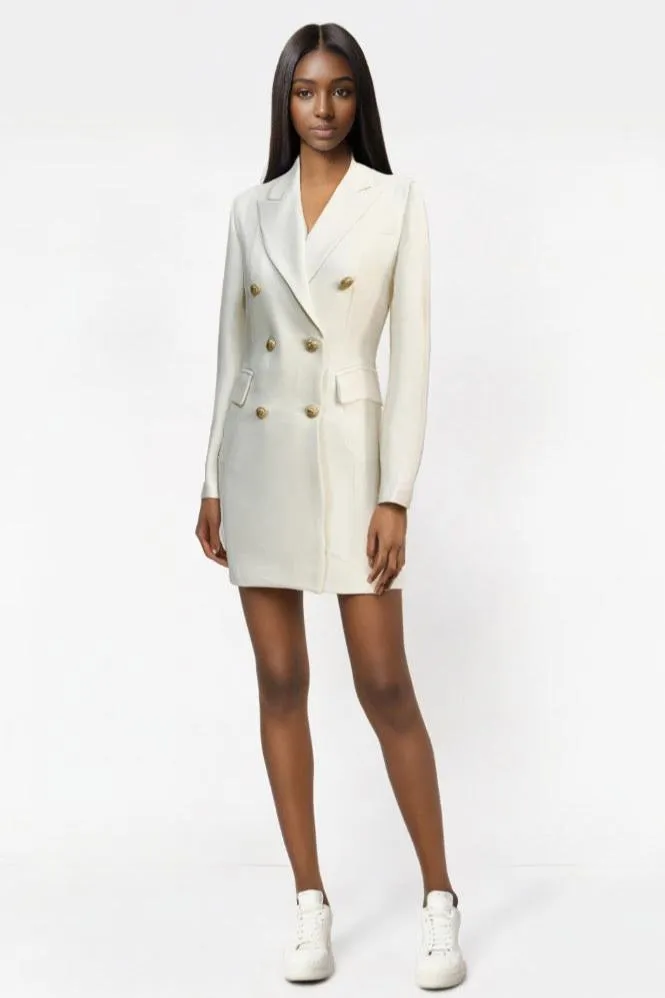 2024 Women's Designer Blazer Dress - Double-Breasted with Lion Buttons