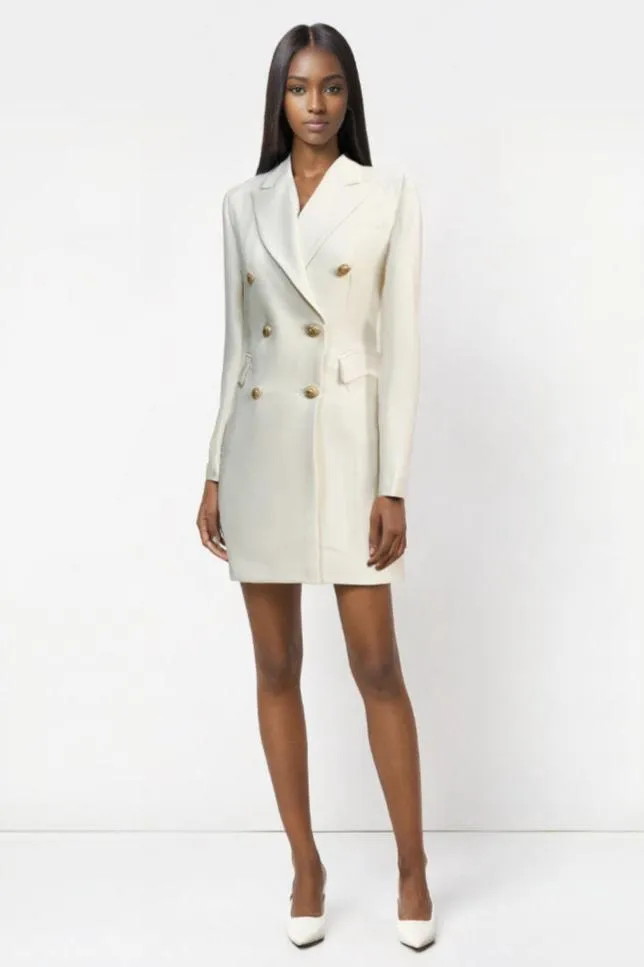 2024 Women's Designer Blazer Dress - Double-Breasted with Lion Buttons