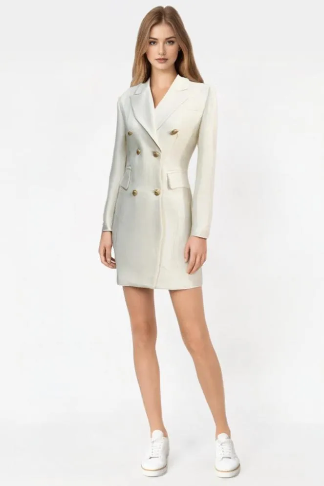 2024 Women's Designer Blazer Dress - Double-Breasted with Lion Buttons