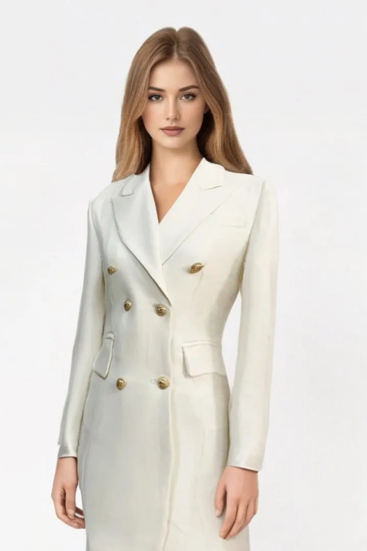 2024 Women's Designer Blazer Dress - Double-Breasted with Lion Buttons