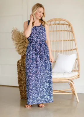 Abstract Print Navy Maxi Dress - FINAL SALE
