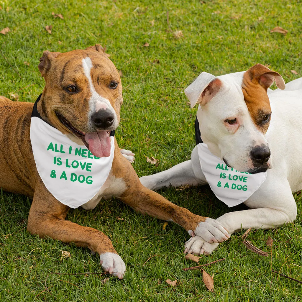 All I Need is Love and a Dog Pet Bandana Collar - Cute Scarf Collar - Graphic Dog Bandana