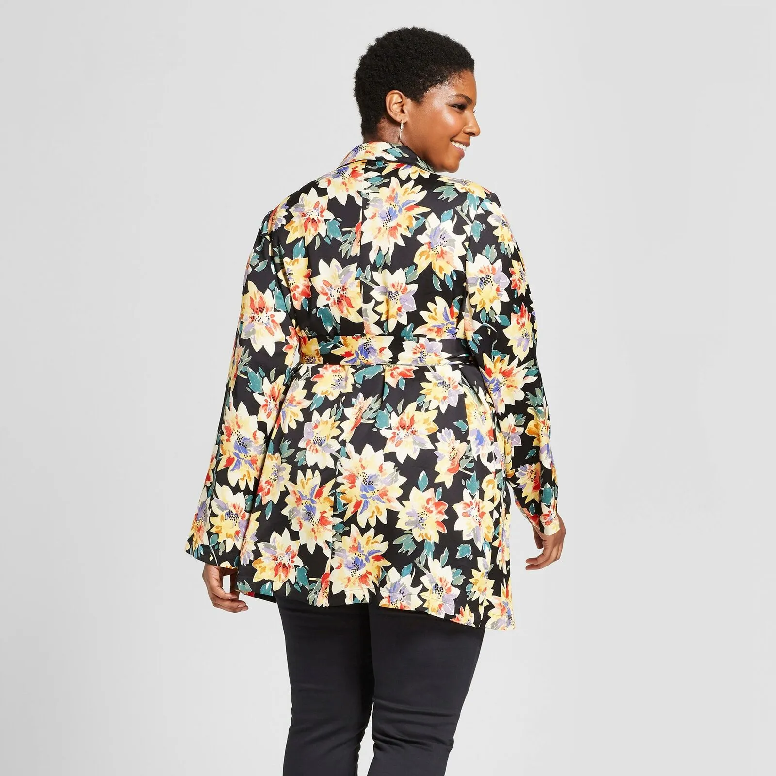 Ava & Viv Women's Plus Size Open Front Blazer Style Kimono with Tie Belt