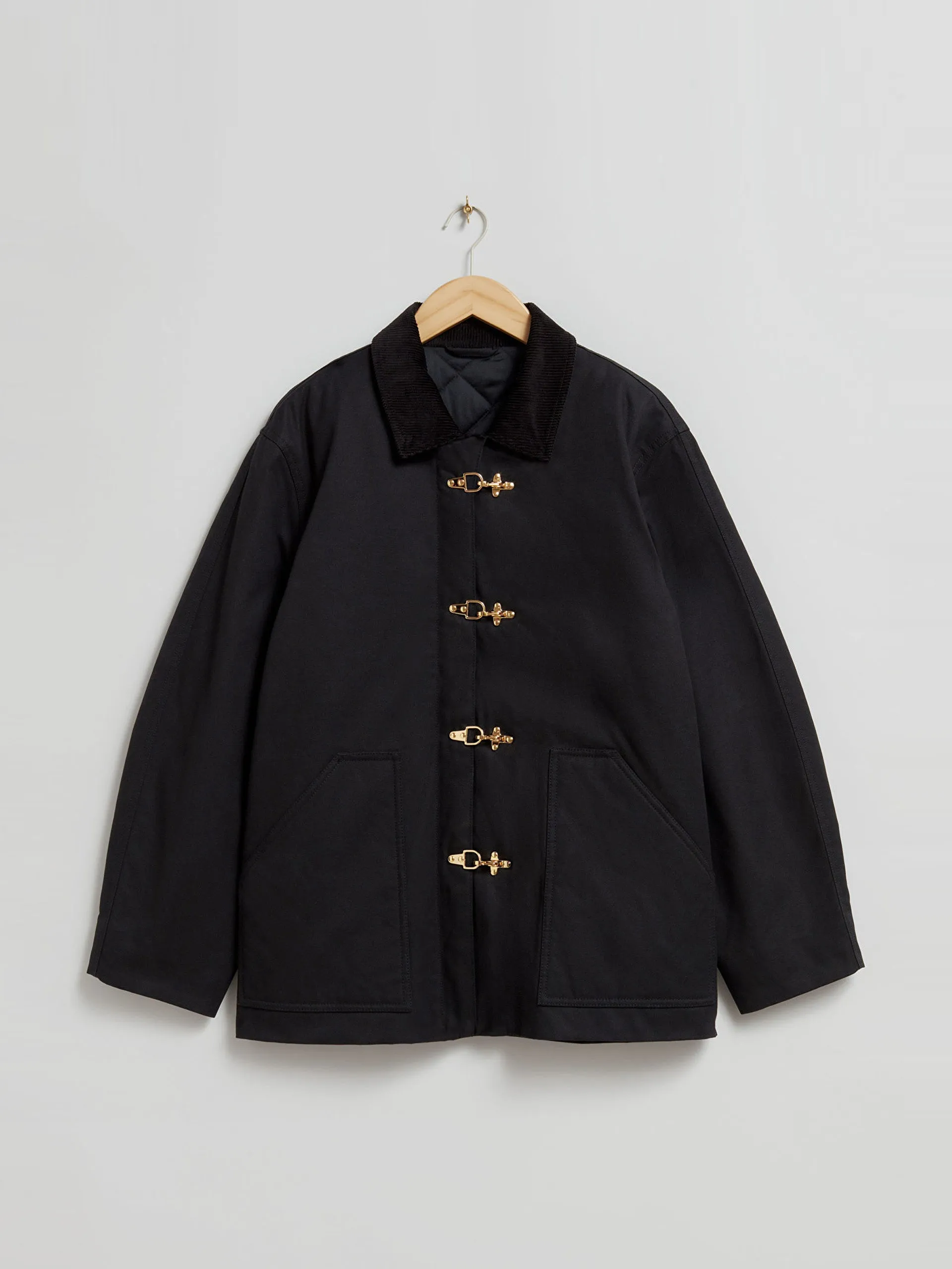 Black loose-fit duffle jacket