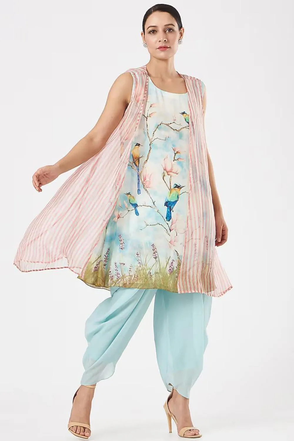 Blush Pink Organza Cape Set
