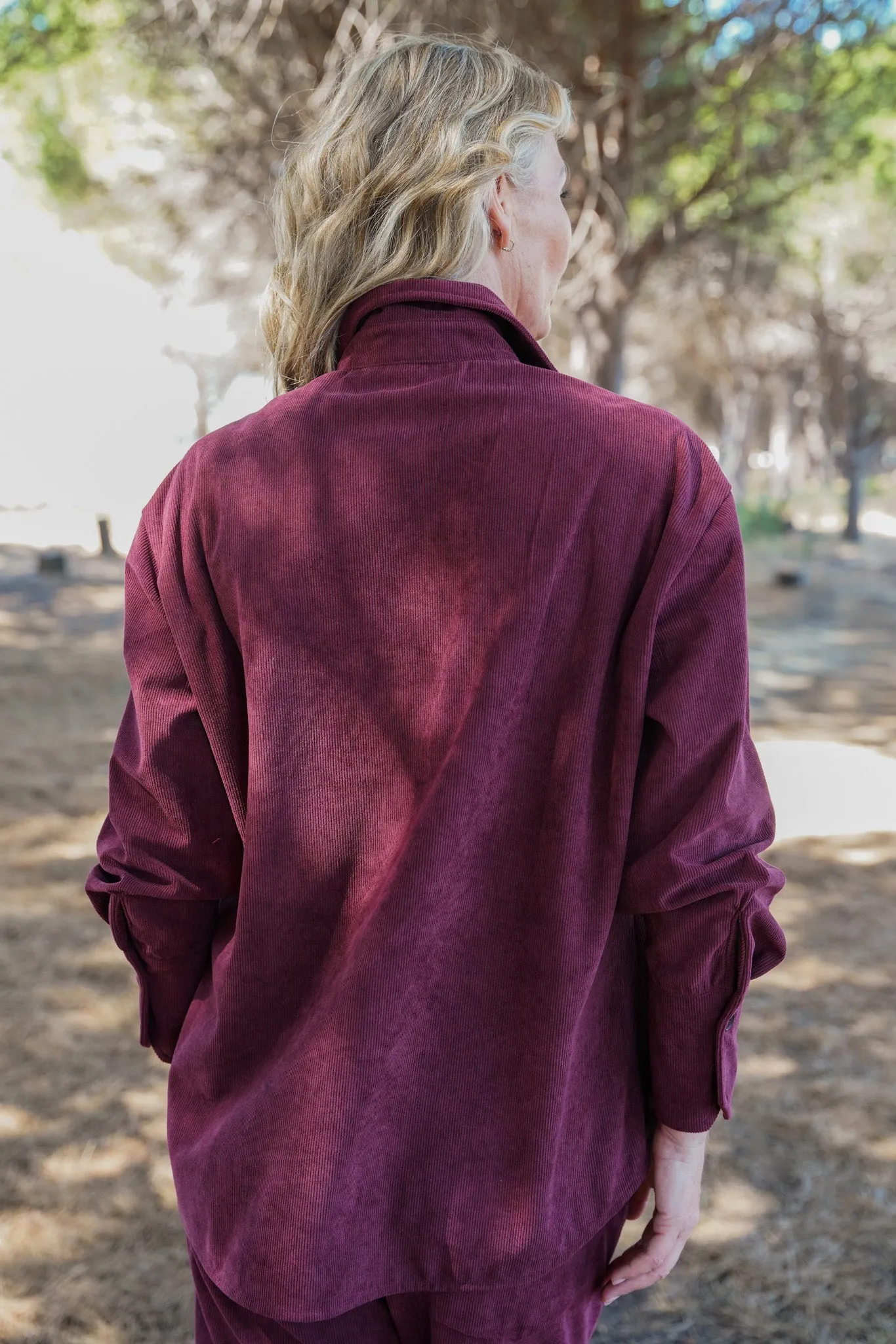 Burgundy Corduroy Large Pocket Shirt