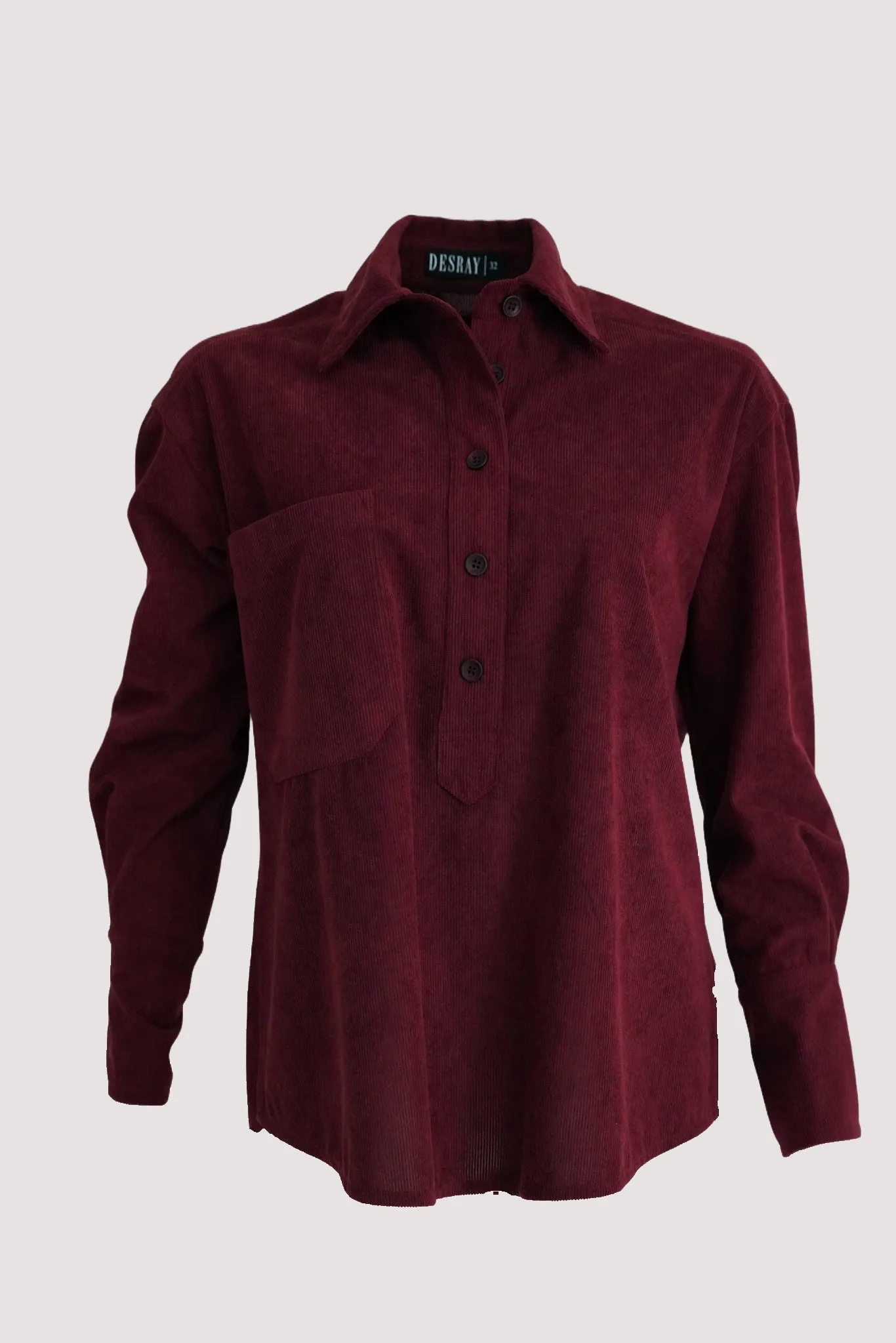 Burgundy Corduroy Large Pocket Shirt