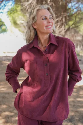 Burgundy Corduroy Large Pocket Shirt