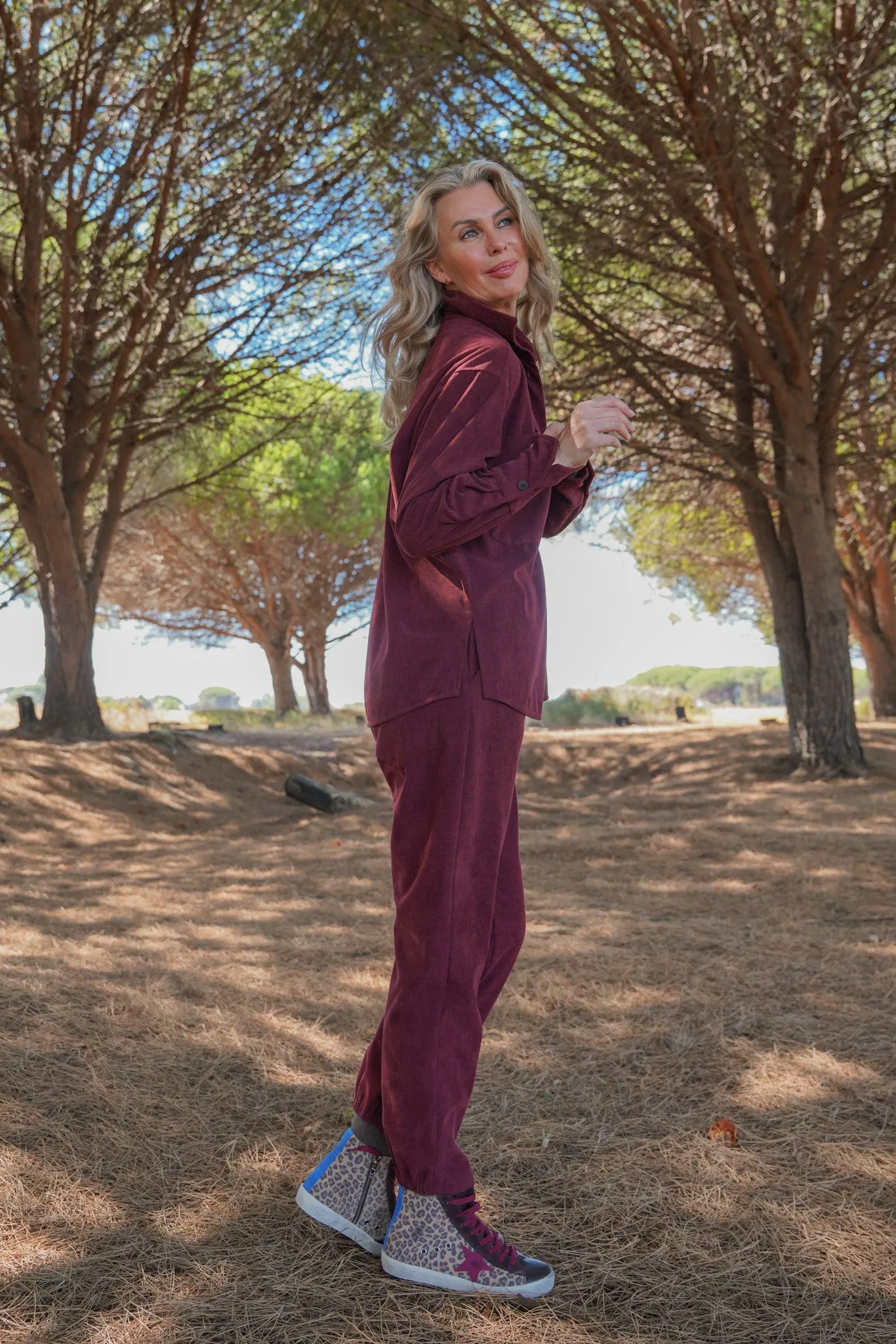 Burgundy Corduroy Large Pocket Shirt