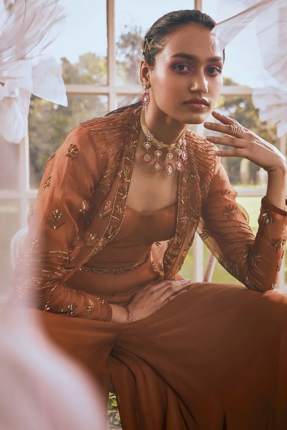 Burnt Mustard Cape/ Bustier/ Bella Pants/ Belt