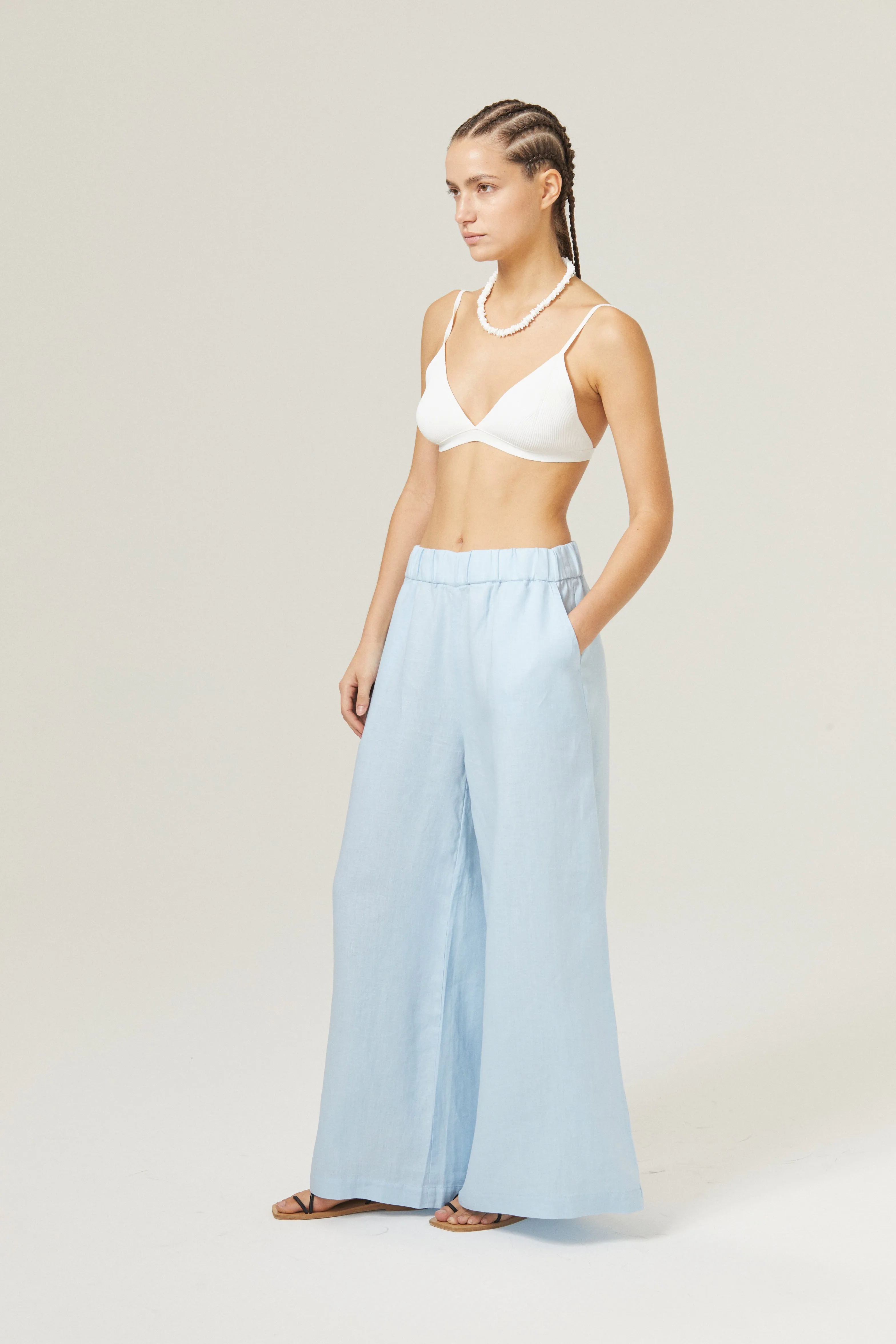 Cape Linen Pants - Sky Blue