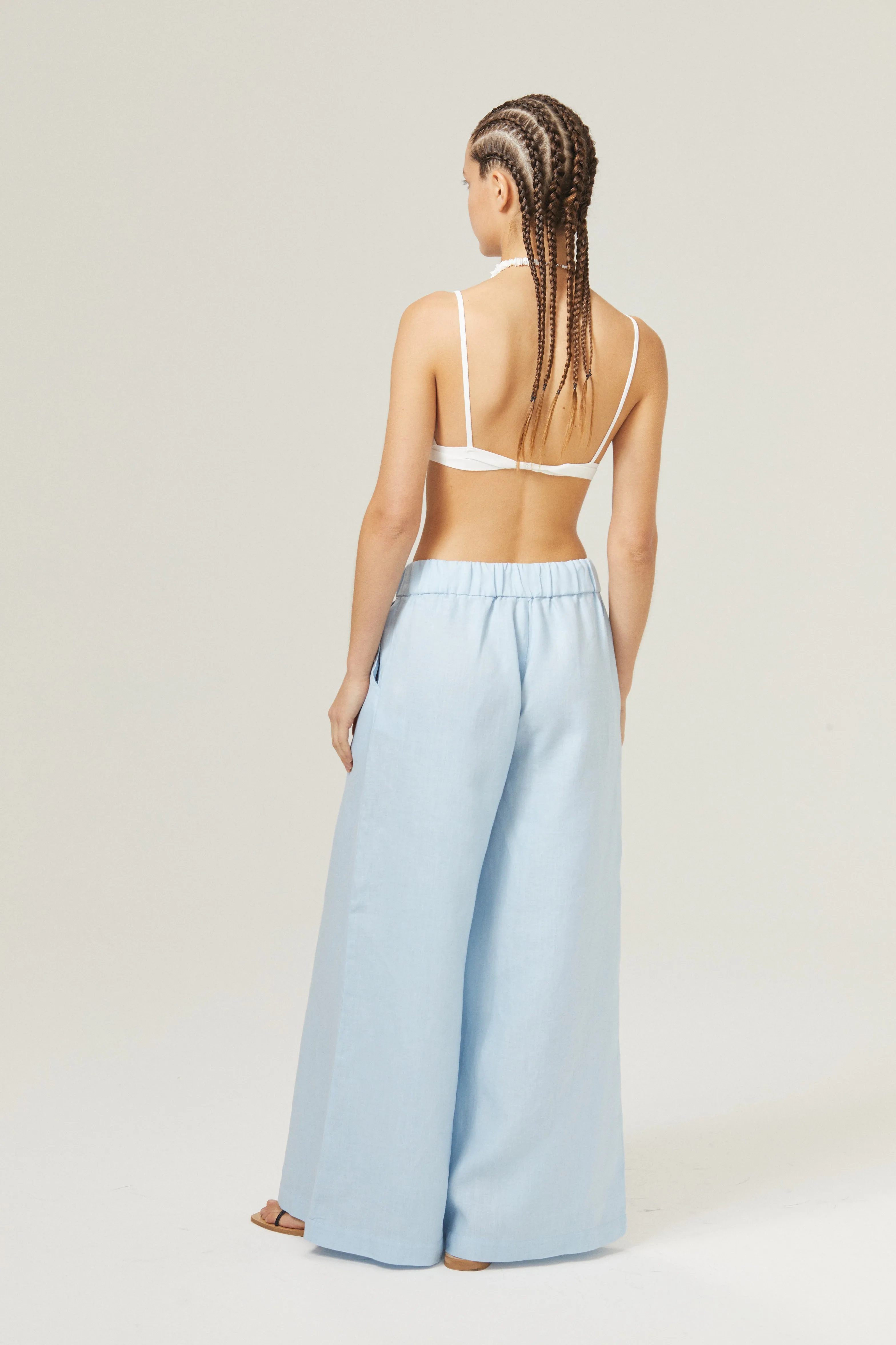 Cape Linen Pants - Sky Blue