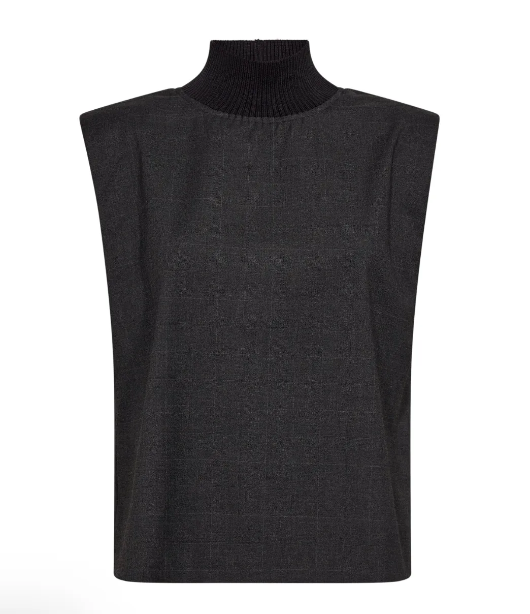 Co'Couture KayaCC Rib Turtleneck Vest Antracit