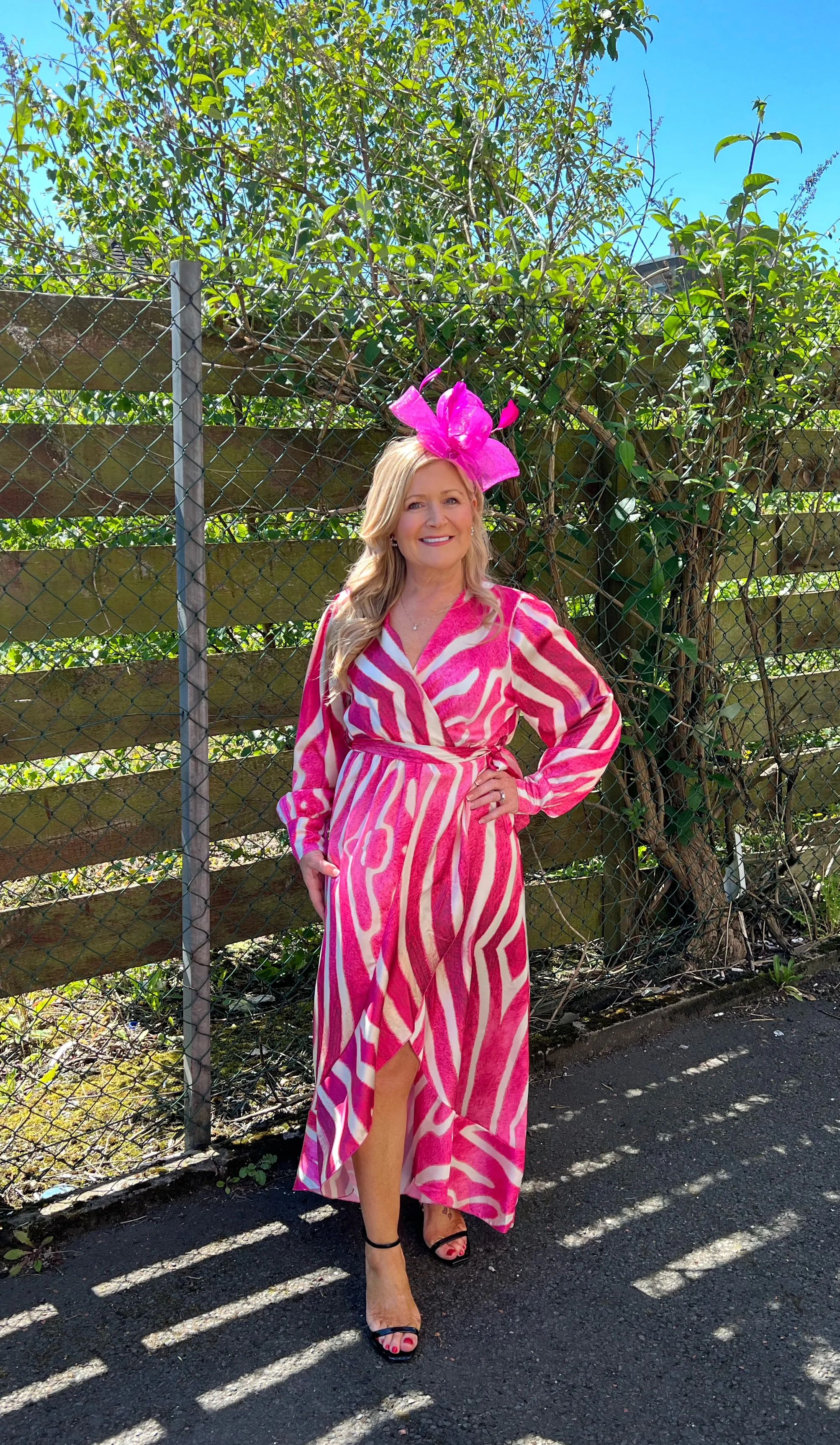 Colour pop wrap midi dress with side split - wedding guest, races, ladies day dress