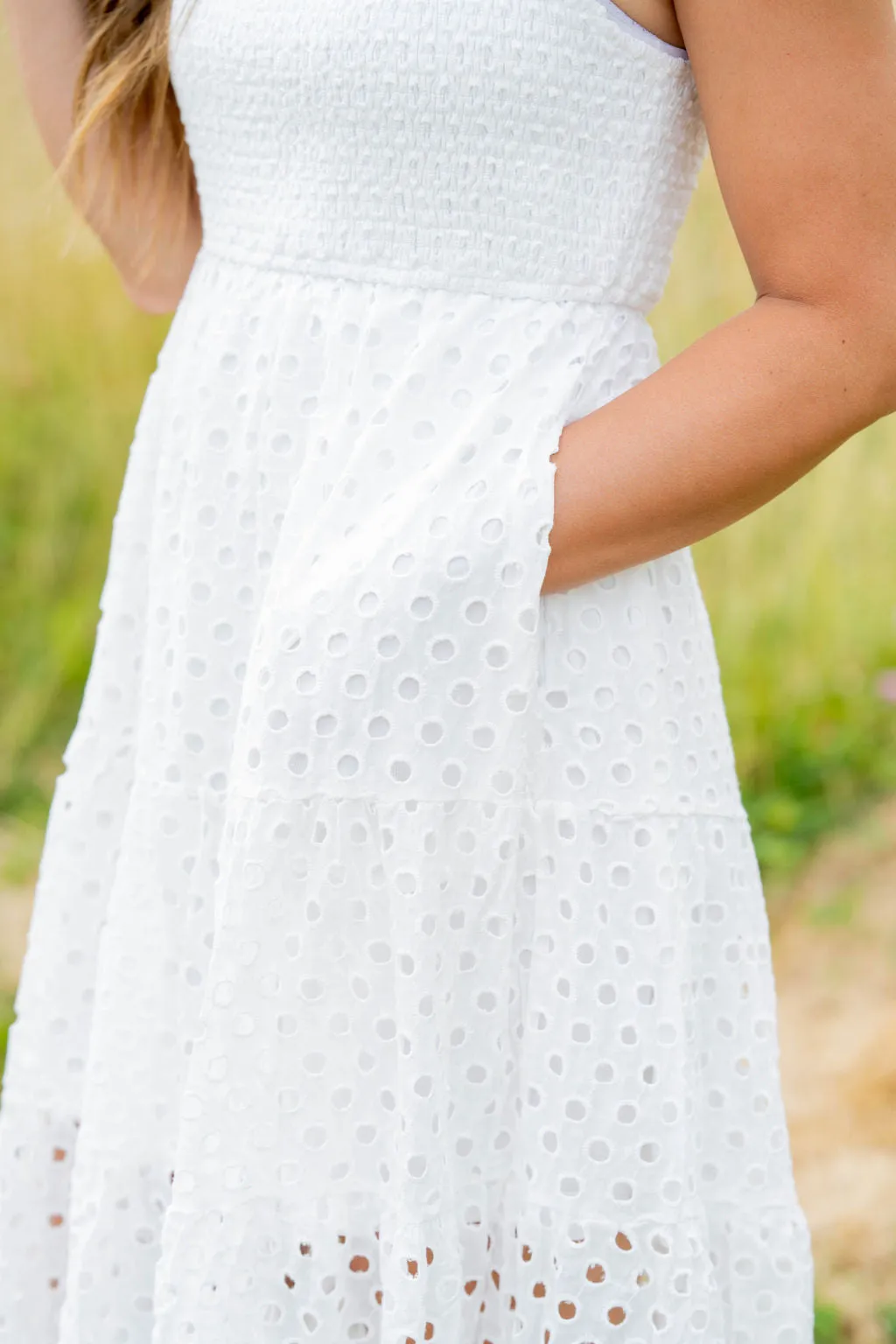 Eyelet Dual Flutter Maxi Dress