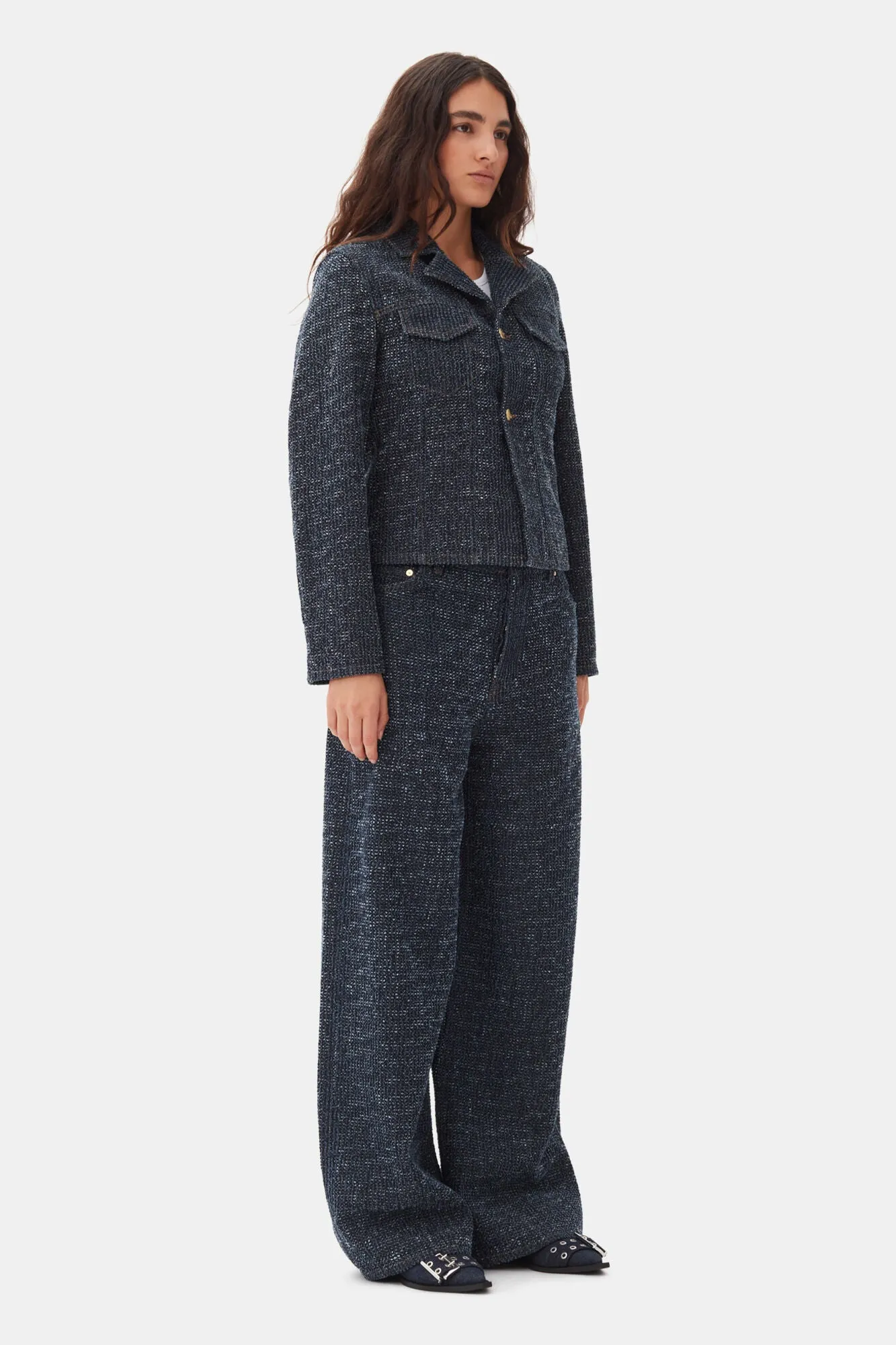 Fluffy Denim Blazer - Rinse Dark Blue