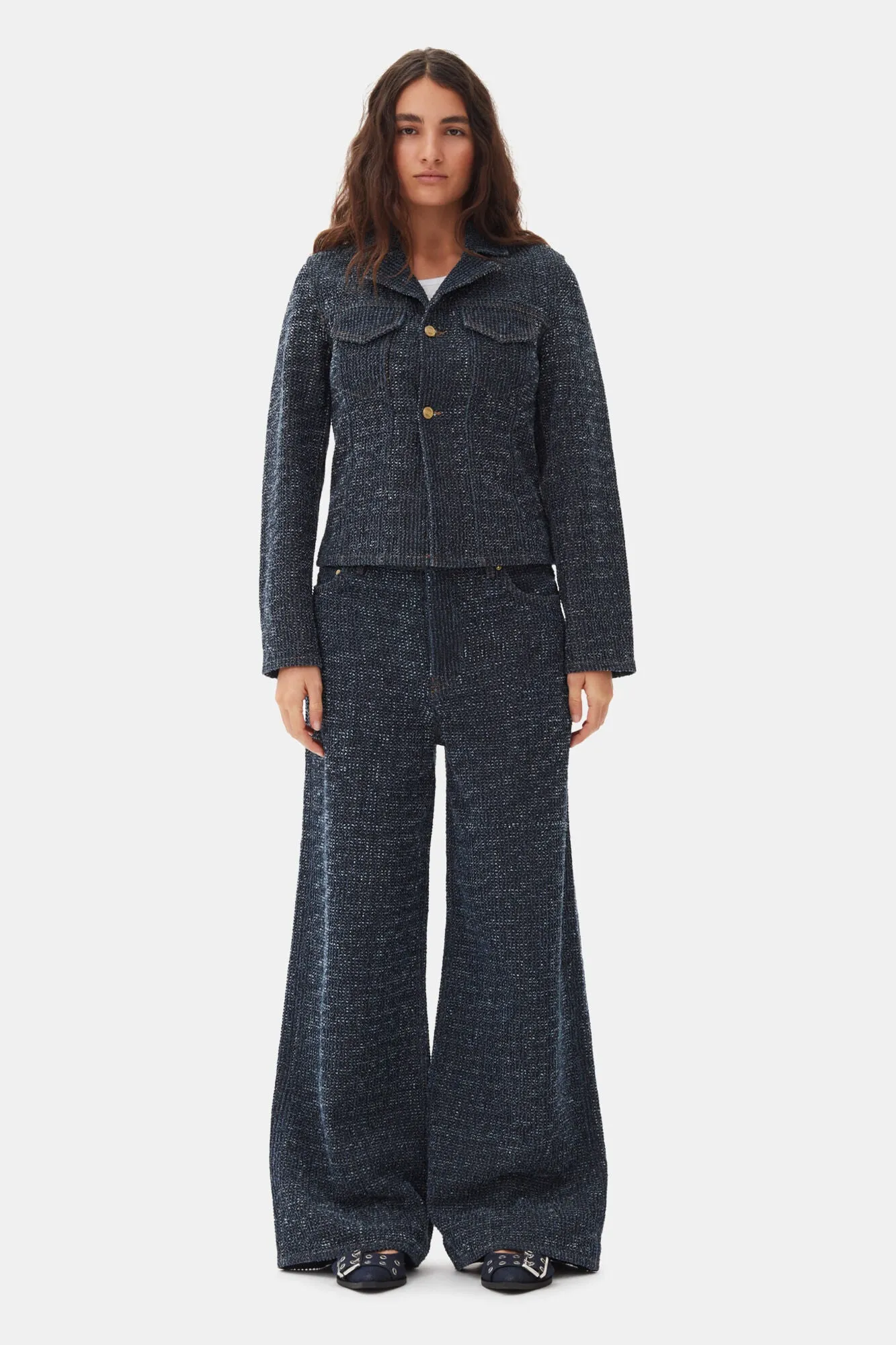 Fluffy Denim Blazer - Rinse Dark Blue