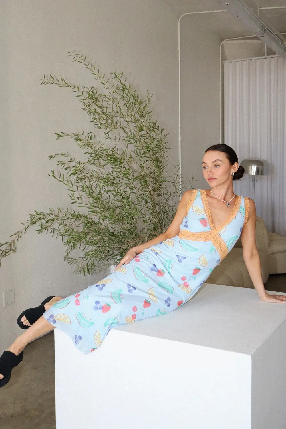 Fruits Printed Long Dress