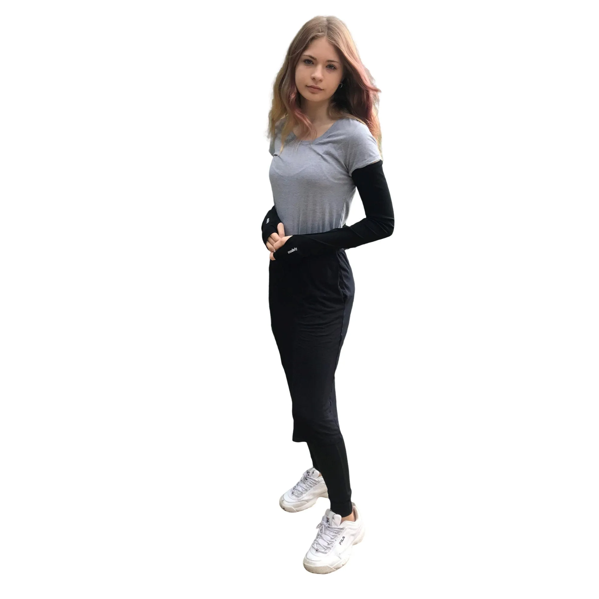 Full Cover Arm Sleeves Black with Thumb Holes Arm Compression Arm Warmers Sun Protection Sleeves Arm Tights Bike Sleeves Golf Apparel Tennis