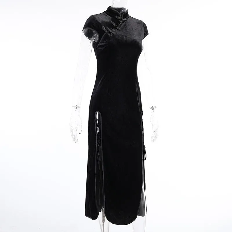 Funki Buys | Dresses | Women's Long Gothic Velvet Spilt Dress