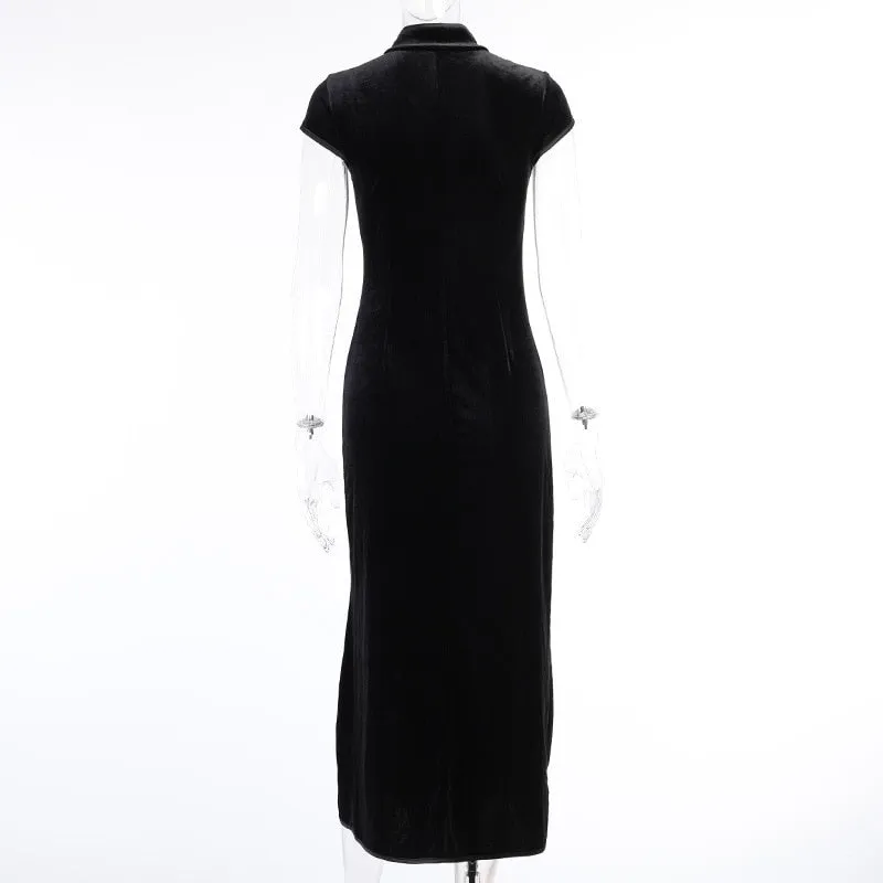 Funki Buys | Dresses | Women's Long Gothic Velvet Spilt Dress