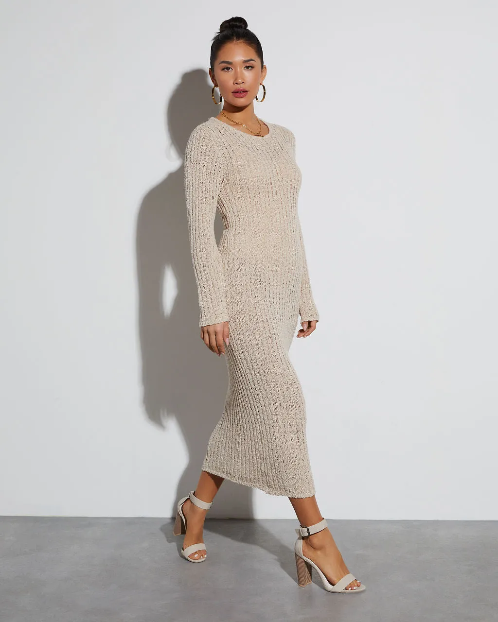 Hailey Crew Neck Bodycon Coverup Midi Dress
