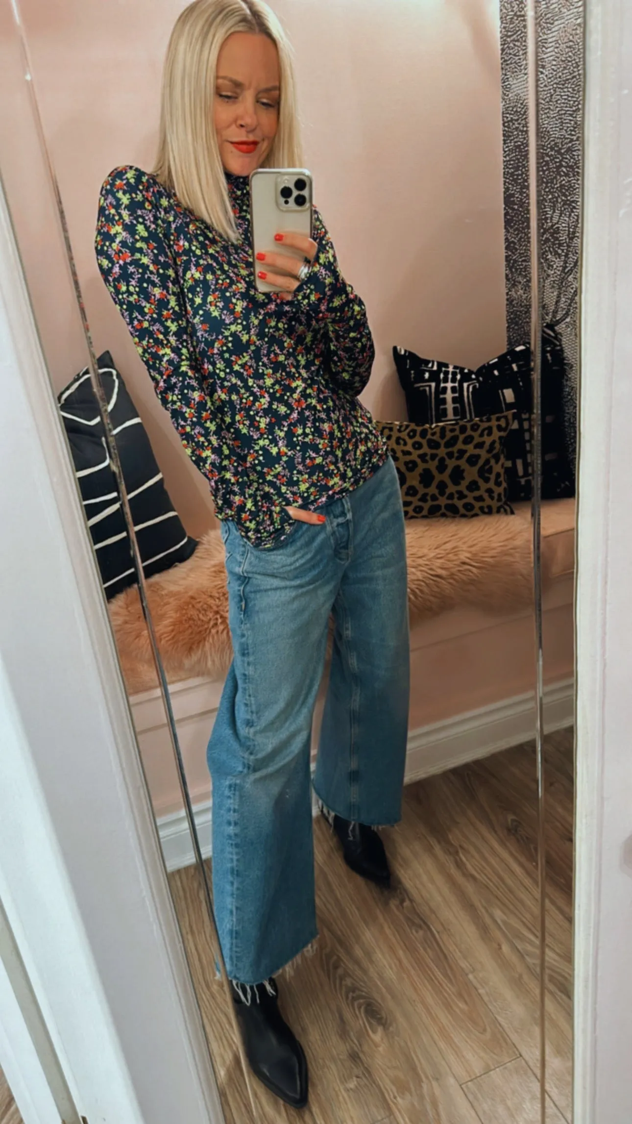 'Haisy' Floral Print Turtleneck Top