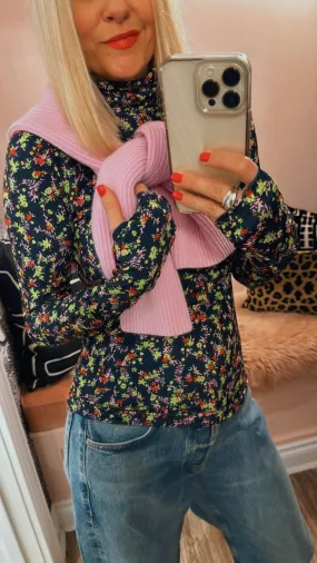 'Haisy' Floral Print Turtleneck Top