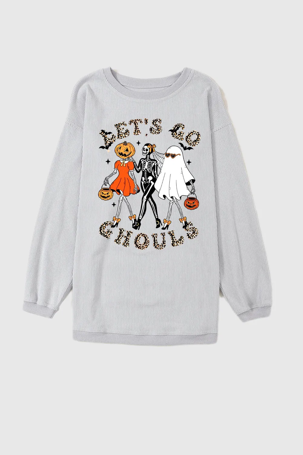 Halloween Spooky Crew Neck Pumpkin Skull Pullover Sweatshirt