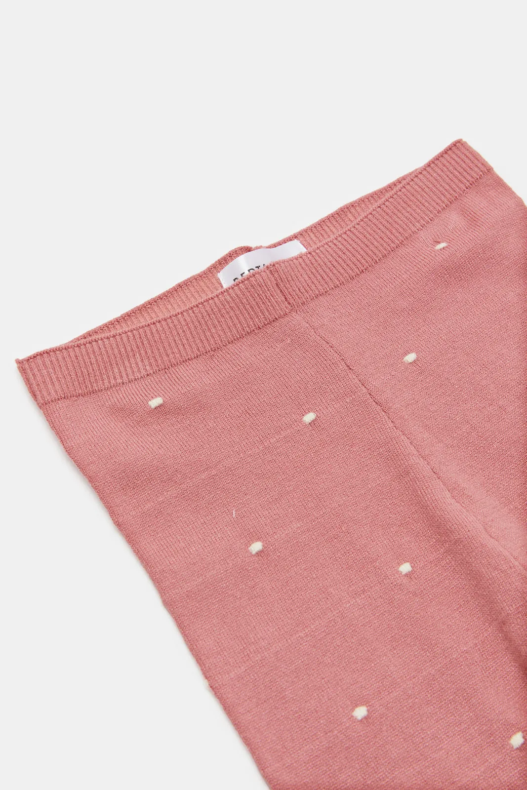 Infant Girls Pink Embellished Pullover And Legging Knitted Set (2 Piece)