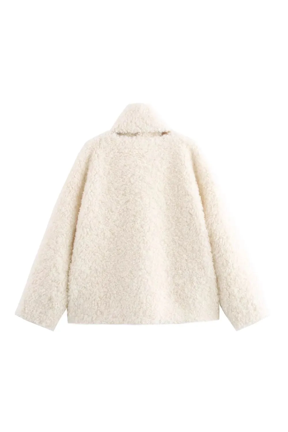 'Isla' V-Neck Detachable Scarf Buttoned Faux Fur Coat
