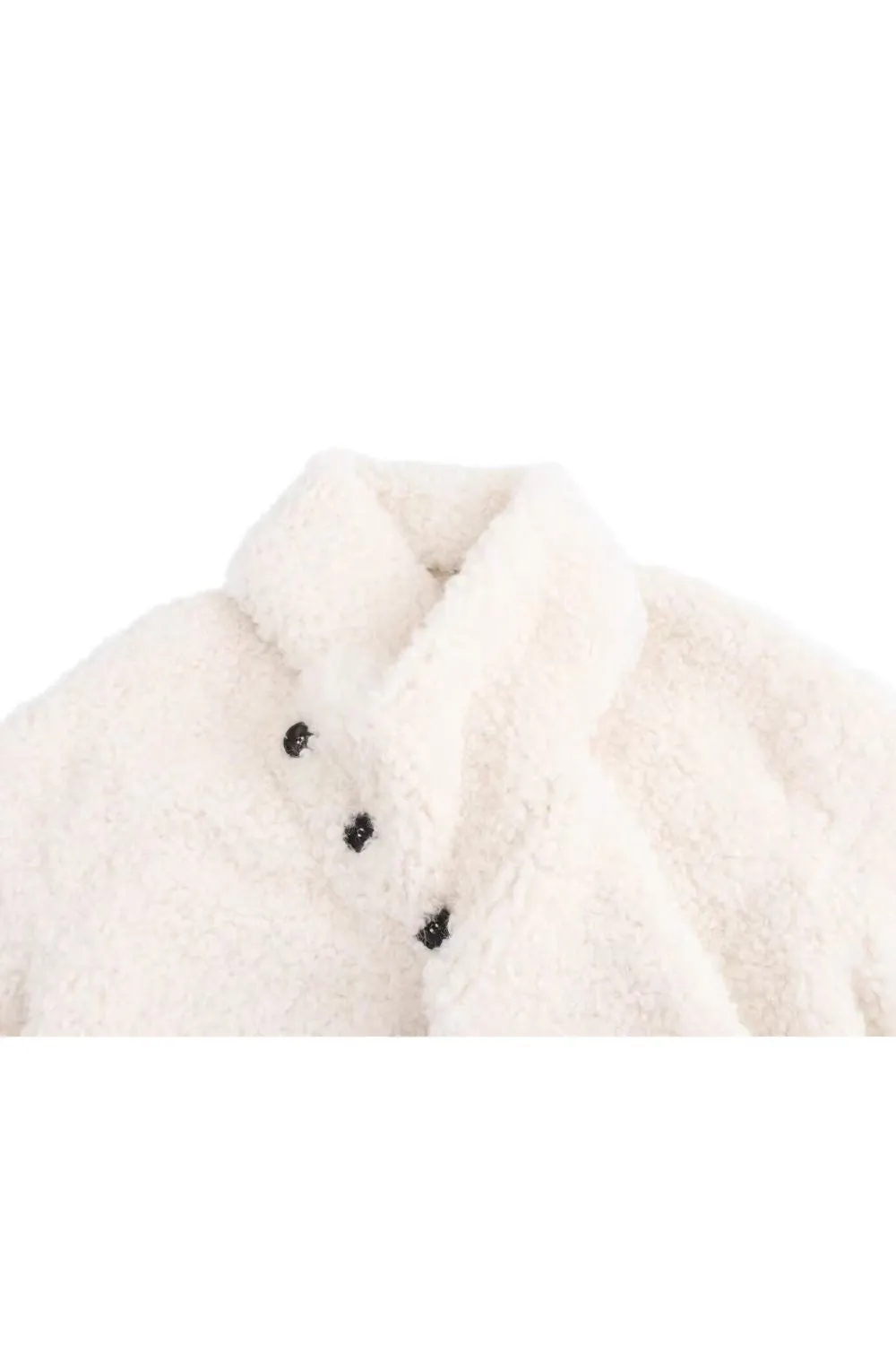 'Isla' V-Neck Detachable Scarf Buttoned Faux Fur Coat