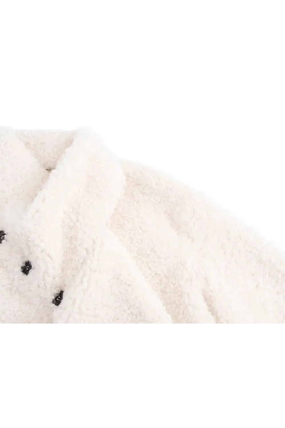 'Isla' V-Neck Detachable Scarf Buttoned Faux Fur Coat
