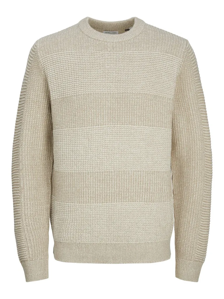 JACK & JONES JJHUGO KNIT CREW NECK Crockery