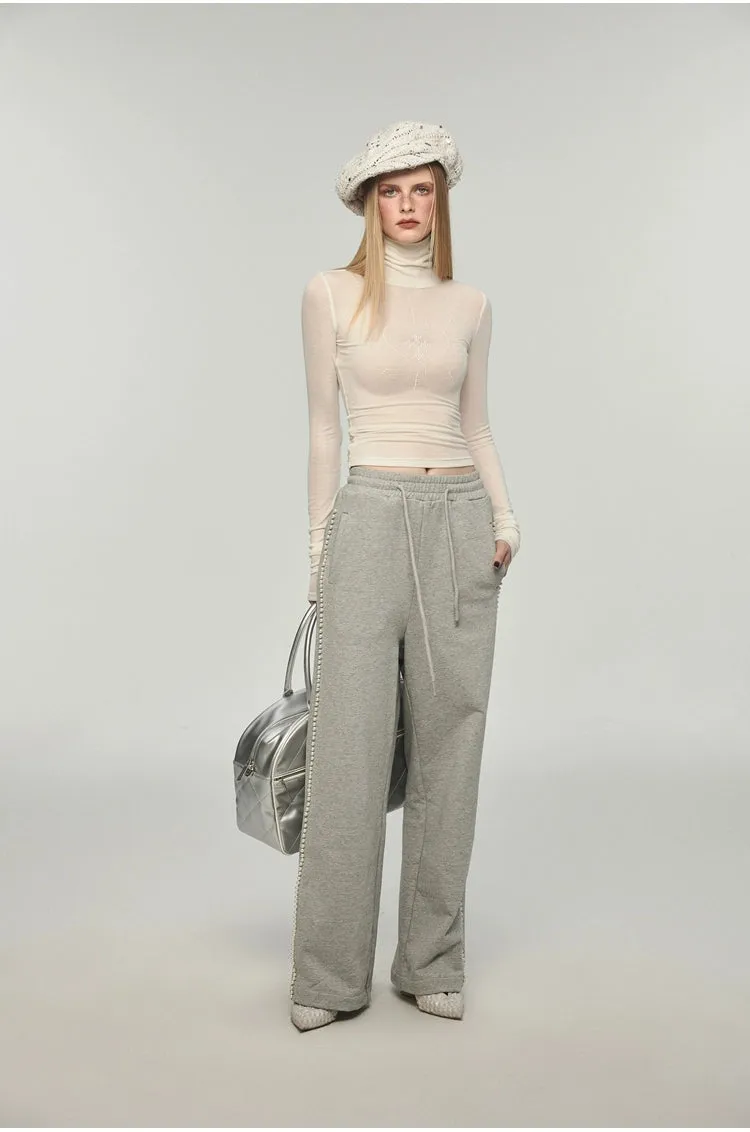 Jinn Basic Rhinestone Slim Fit Turtleneck