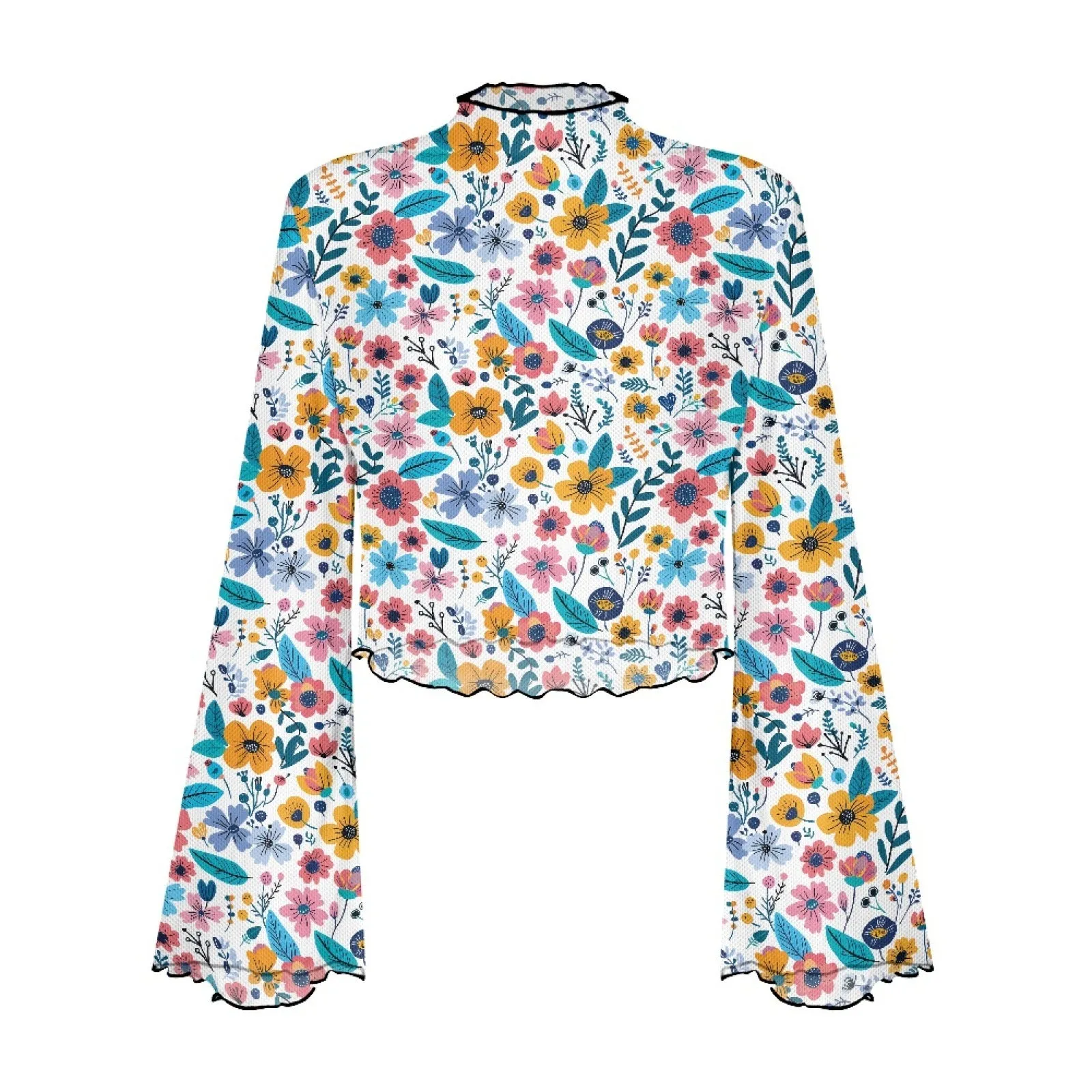 Joskaa business casual outfits woman Factory Direct round Neck Design Long Sleeve Creative Floral Pattern Printed Fashionable All-Matching Women's Top