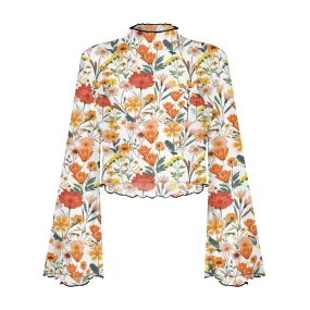 Joskaa business casual outfits woman Factory Direct round Neck Design Long Sleeve Creative Floral Pattern Printed Fashionable All-Matching Women's Top