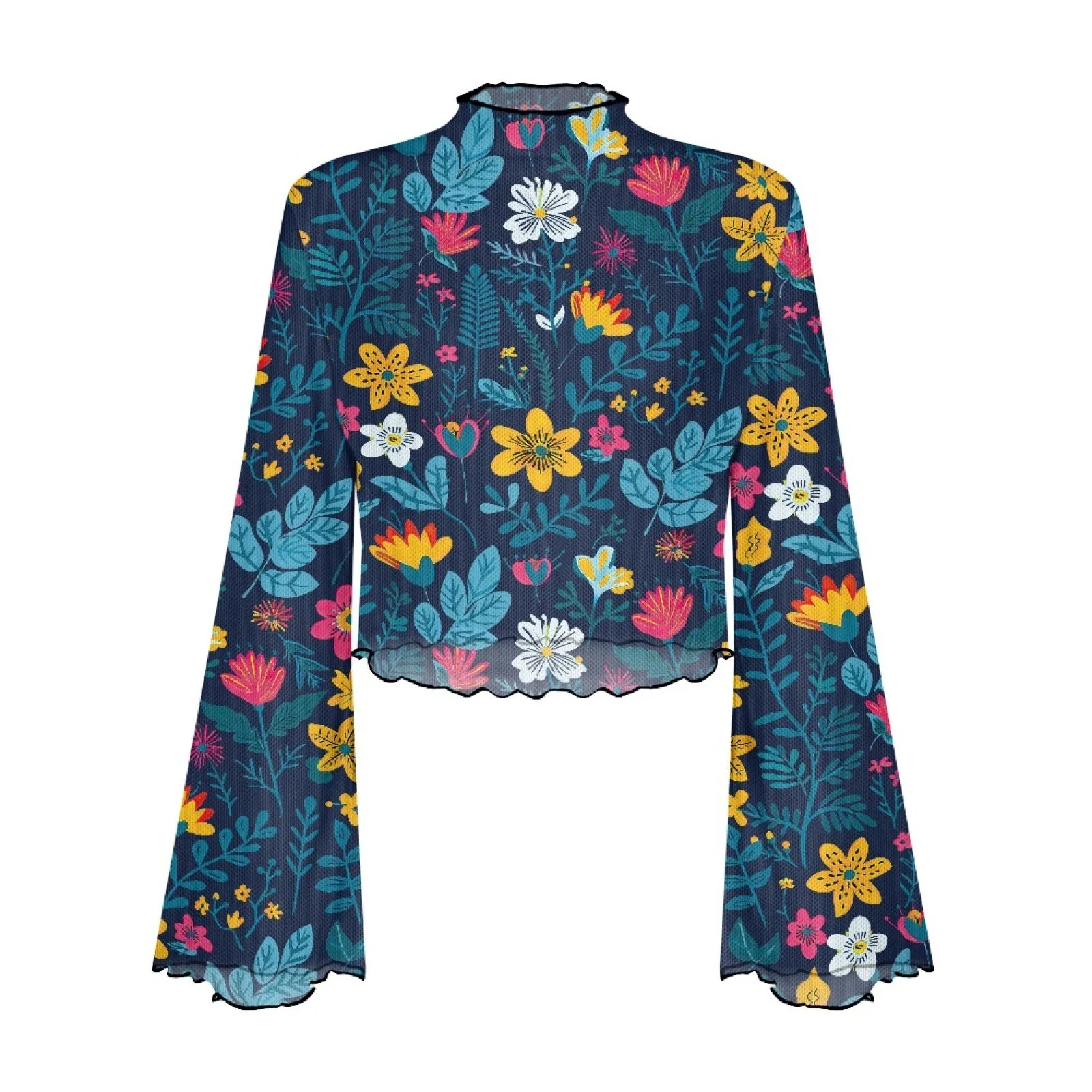 Joskaa business casual outfits woman Factory Direct round Neck Design Long Sleeve Creative Floral Pattern Printed Fashionable All-Matching Women's Top