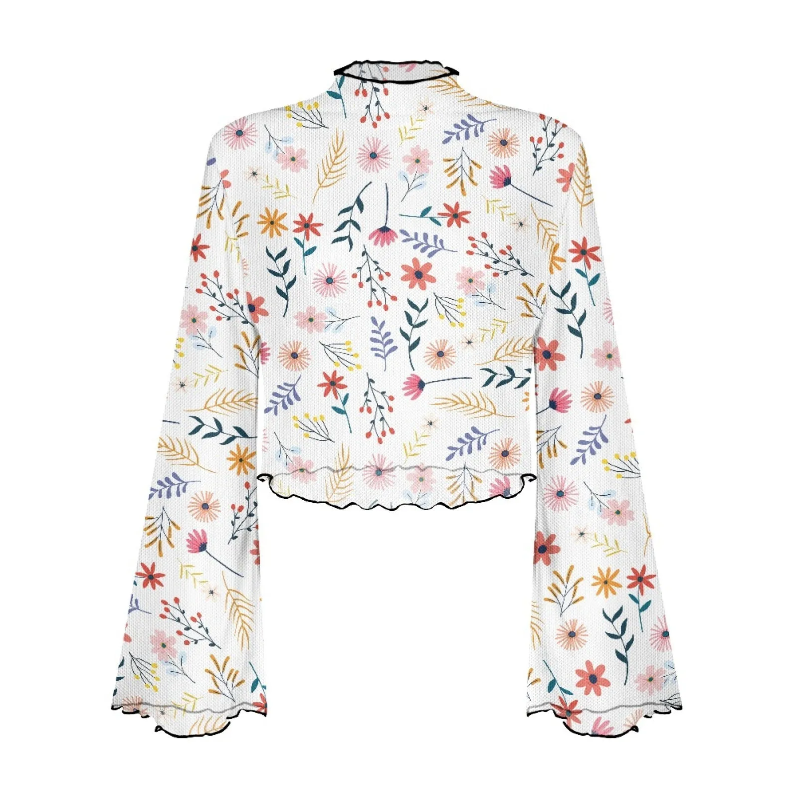 Joskaa business casual outfits woman Factory Direct round Neck Design Long Sleeve Creative Floral Pattern Printed Fashionable All-Matching Women's Top