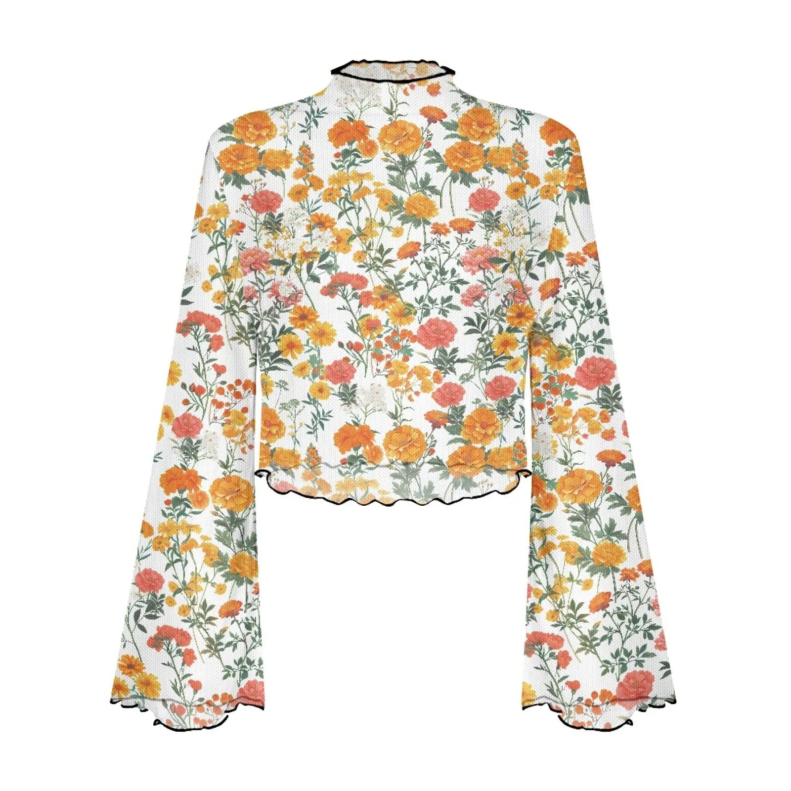 Joskaa business casual outfits woman Factory Direct round Neck Design Long Sleeve Creative Floral Pattern Printed Fashionable All-Matching Women's Top