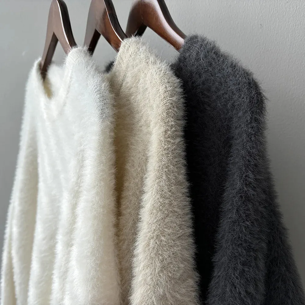 [Korean Style] 3 Colors Loose Fit Fluffy Pullover Sweater