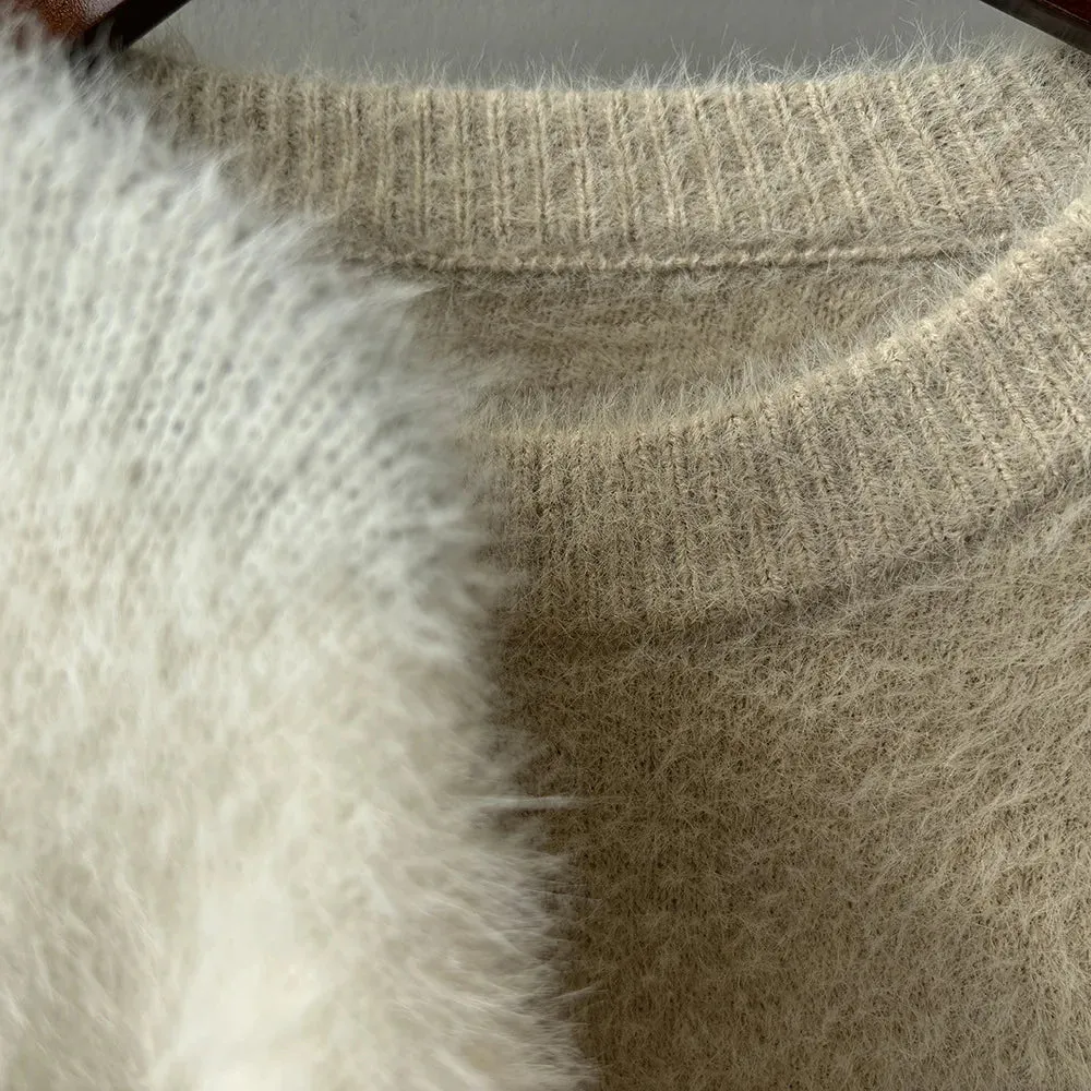 [Korean Style] 3 Colors Loose Fit Fluffy Pullover Sweater