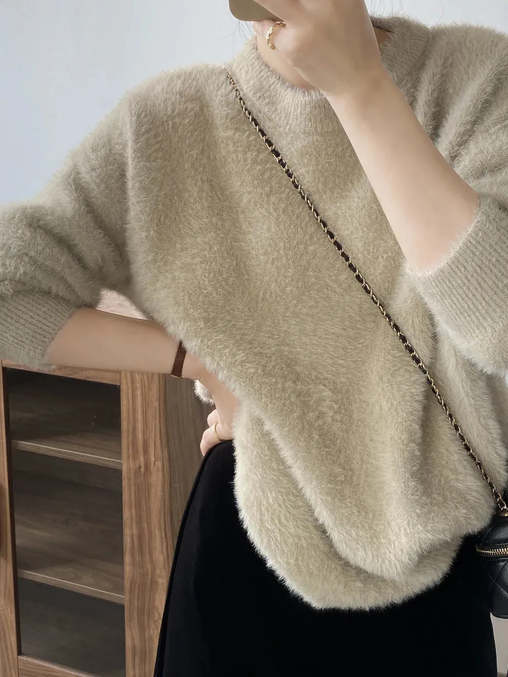 [Korean Style] 3 Colors Loose Fit Fluffy Pullover Sweater