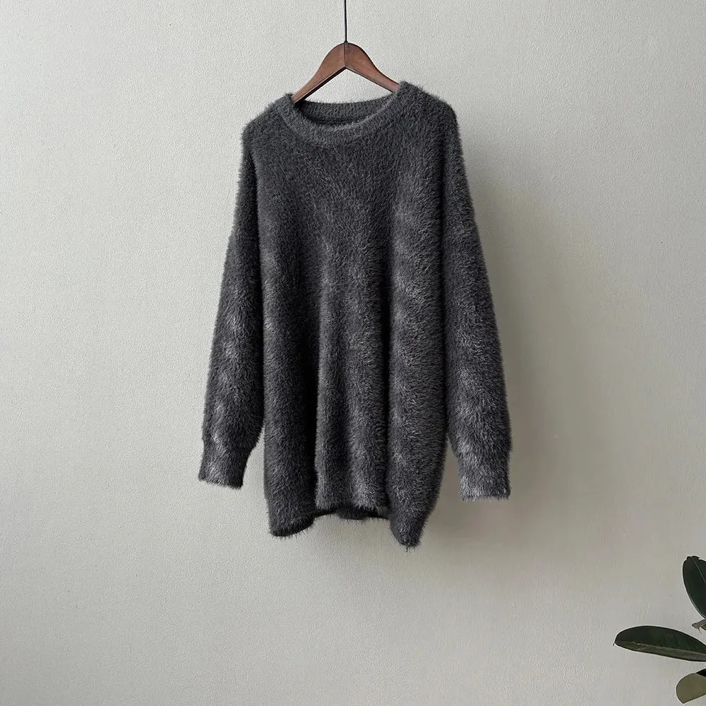[Korean Style] 3 Colors Loose Fit Fluffy Pullover Sweater