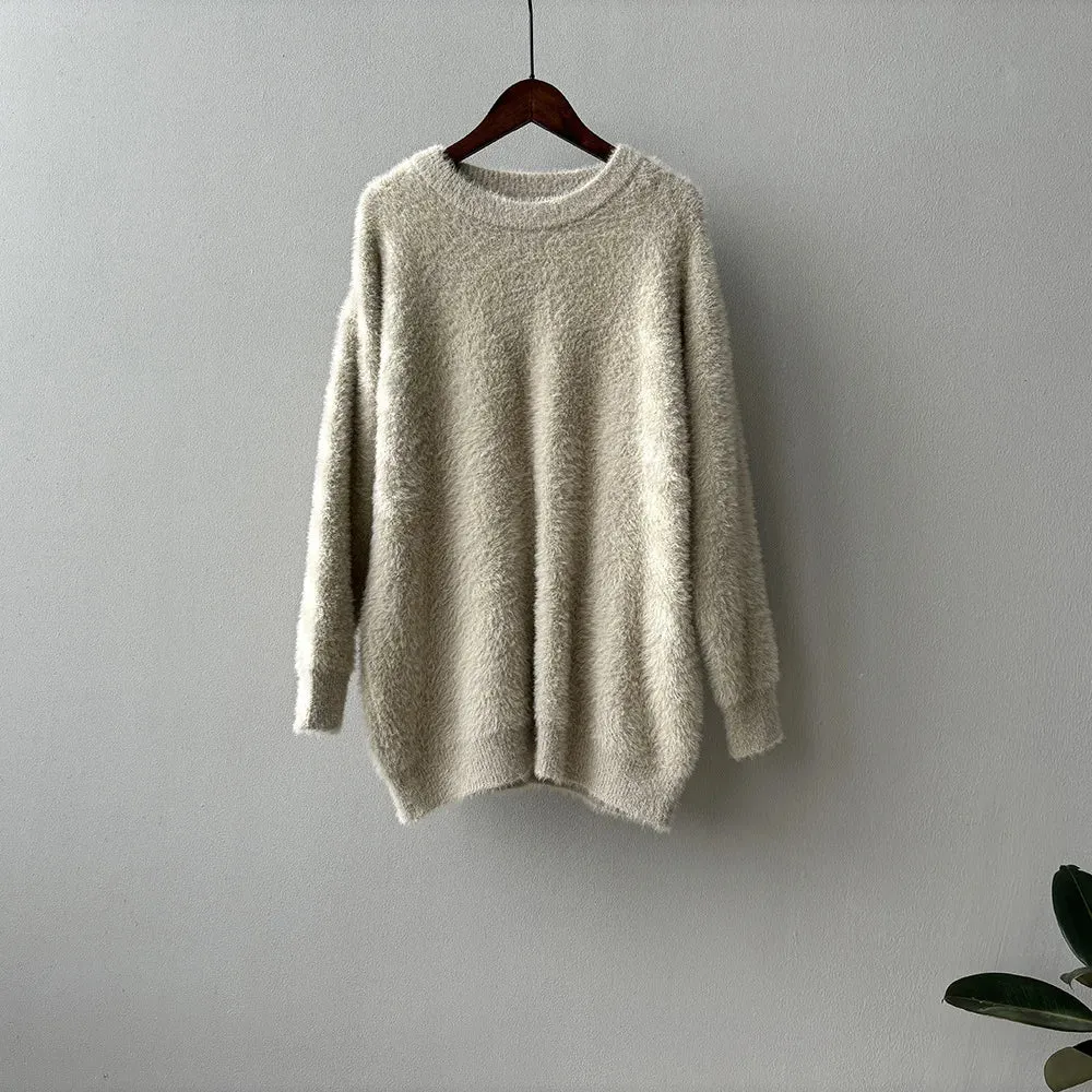 [Korean Style] 3 Colors Loose Fit Fluffy Pullover Sweater