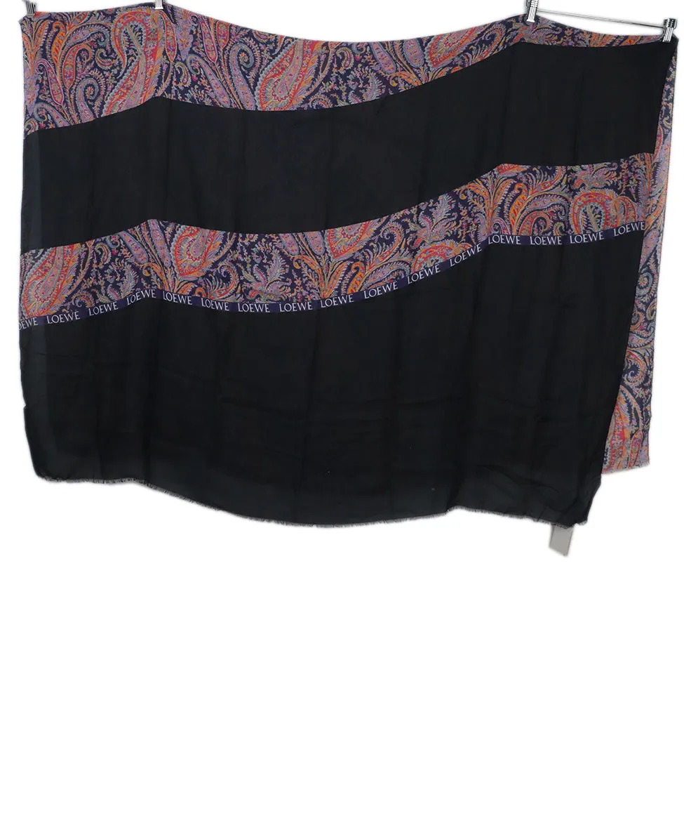 Loewe Black & Multicolor Print Shawl