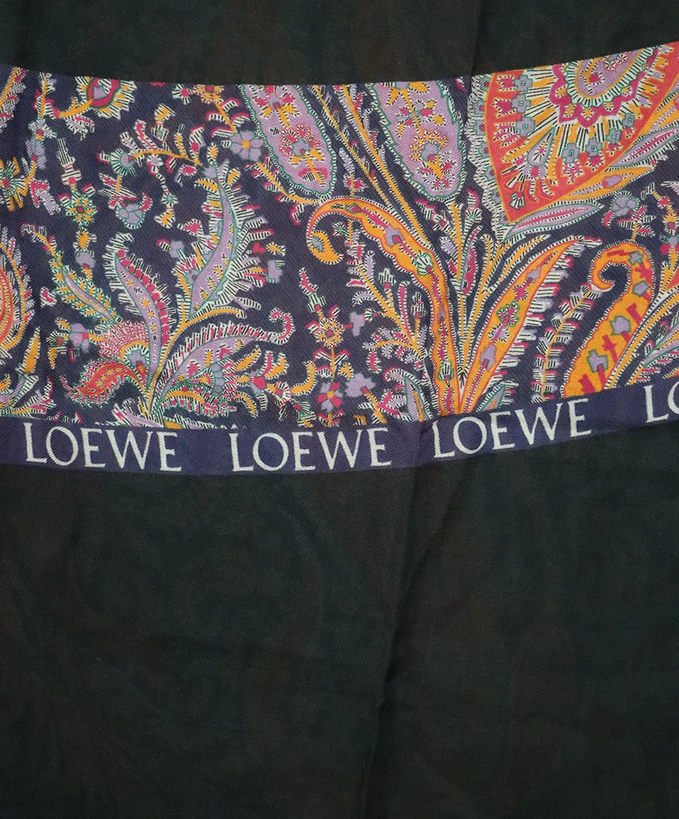 Loewe Black & Multicolor Print Shawl