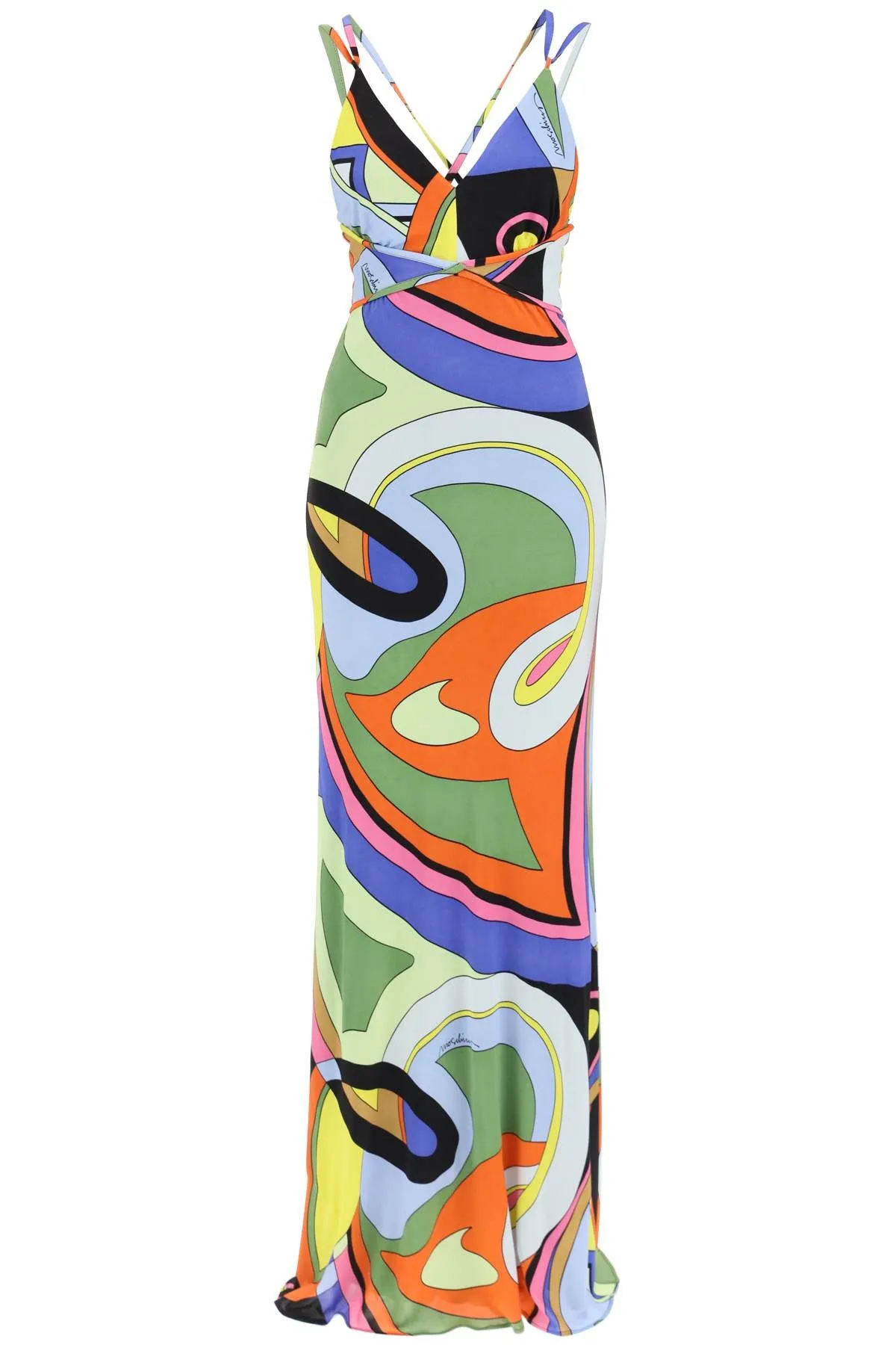 Moschino multicolor printed jersey maxi dress