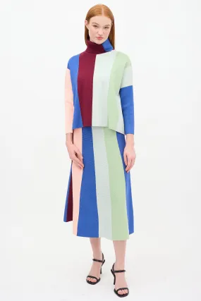 Multicolour Striped Sweater & Skirt Set