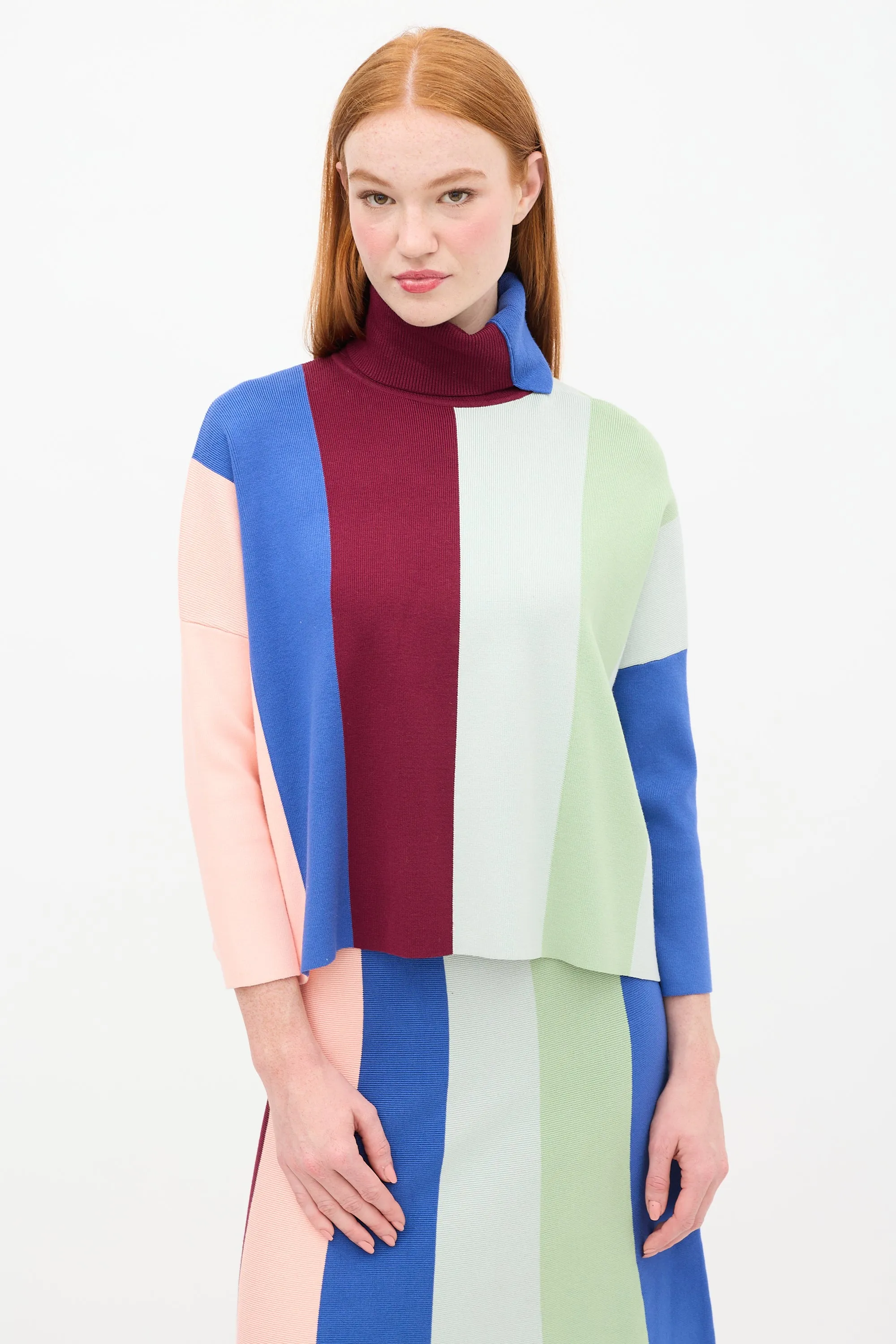 Multicolour Striped Sweater & Skirt Set
